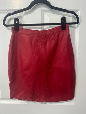 Red Leather Mini Skirt - Classic Women's Skirt vintage